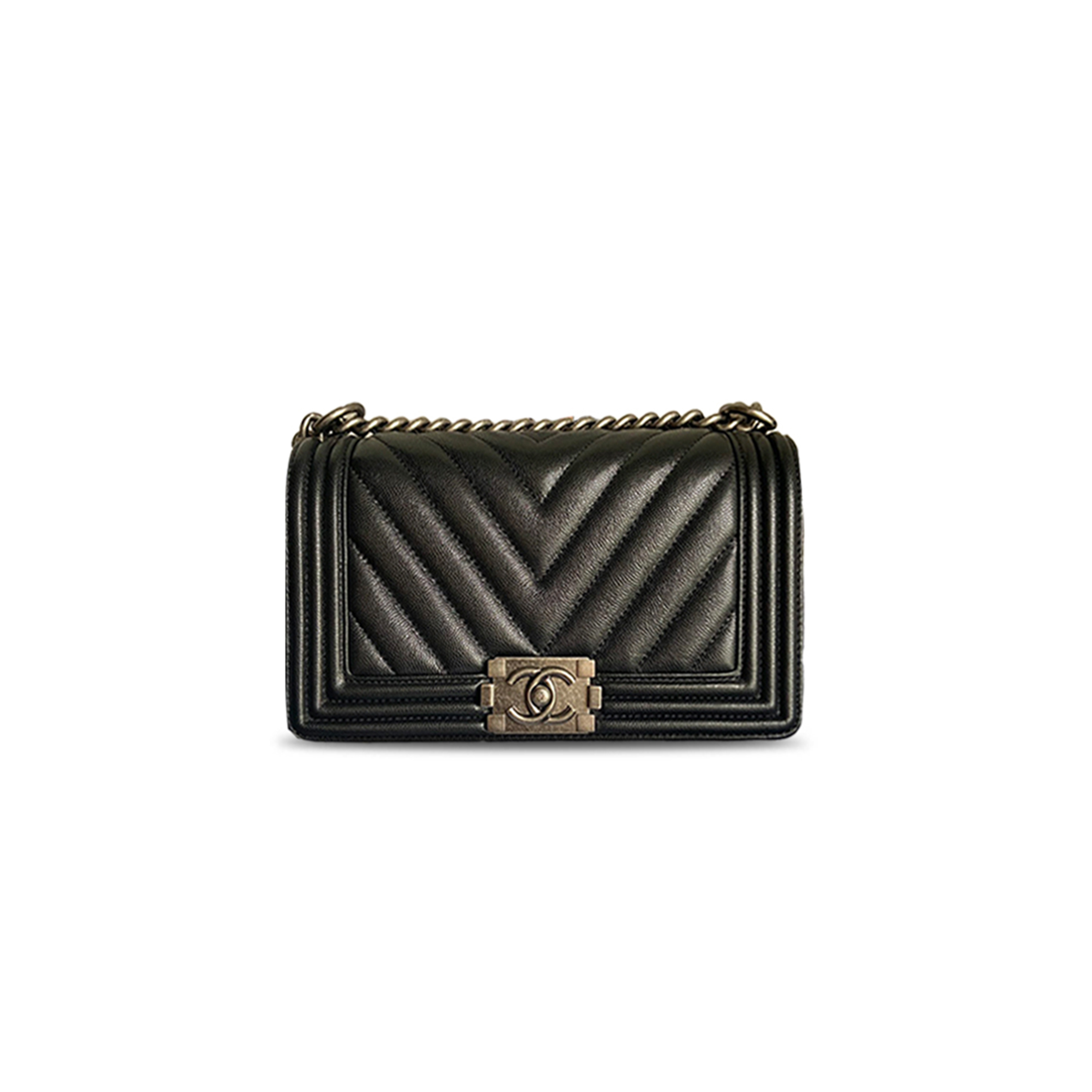 CHANEL BOY OLD MEDIUM CHEVRON (25*15*9cm) 